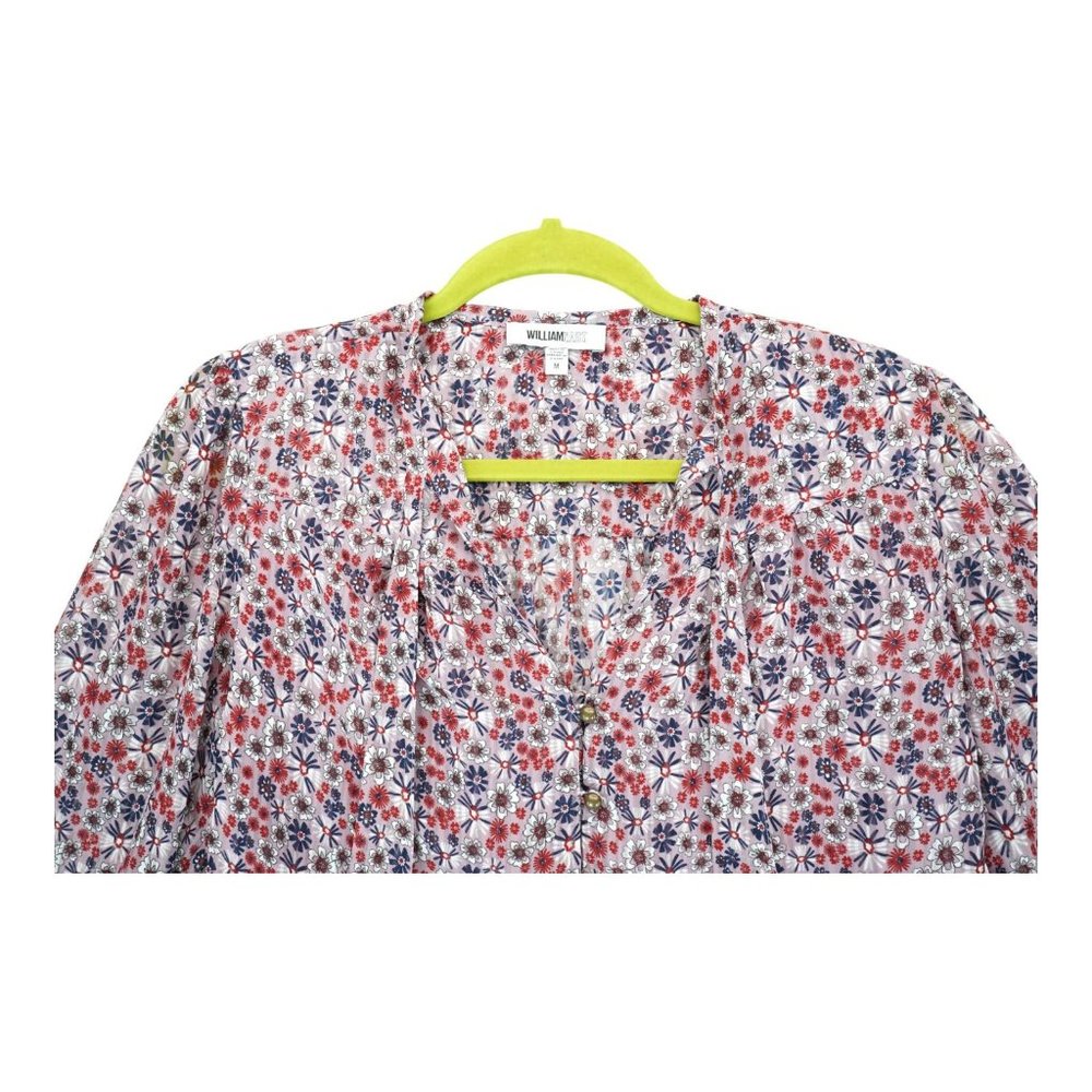 WILLIAM RAST Floral-Print Bell-Sleeve Top Shirt Blouse Medium M MSPR $79 - Picture 2 of 5